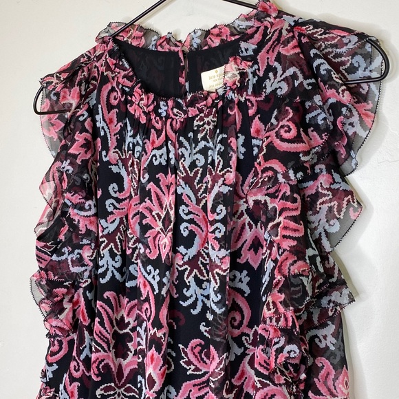 KATE SPADE Silk Tapestry Chiffon Ruffle Top - Picture 8 of 14